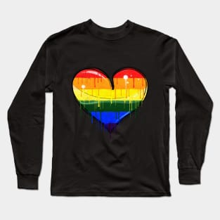 Rainbow Heart Abstract Painting Long Sleeve T-Shirt